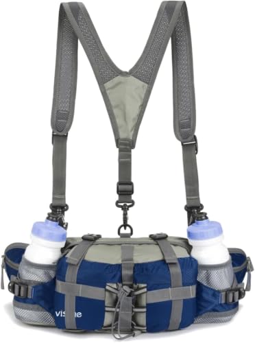 Outdoor Fanny Pack Hydration Waist Pack 2 Water Bottle Holder Men Women - color: Blue