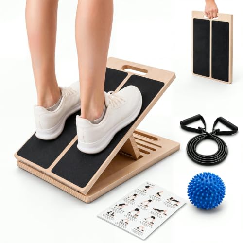 Thenshop Wooden Slant Board for Calf Stretching with 5 Adjustable Angles