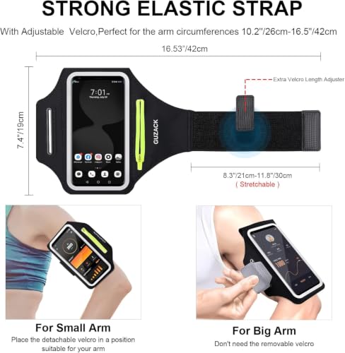 Phone Holder for Running for iPhone 17 16 15 14 13 12 Pro Max/Plus/XR/XS, Galaxy S25/S24/S23/S22, with Card Slot & Key Pockets, Sports Arm Bands Cell Phone Holder Fit Up to 6.9 Inches Phone