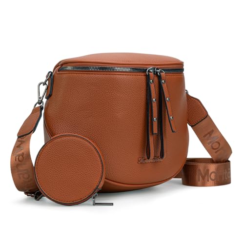 Montana West Crossbody Bag for Women, Vegan Leather Bum Bag with Coin Purse - color: Cognac