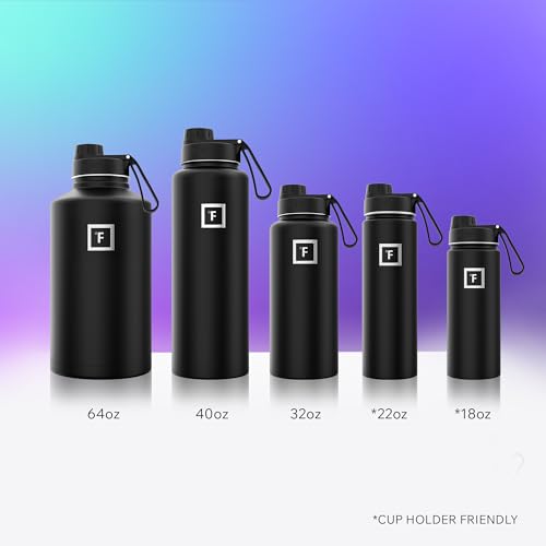IRON °FLASK 40 oz Wide Mouth Water Bottle with Spout - color: Midnight Black