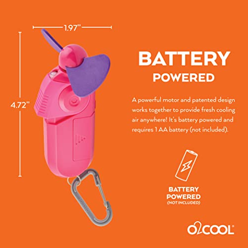 O2COOL Small Sport Misting Fan with Carabiner Clip Pink - color: Pink, size: 1 Pack