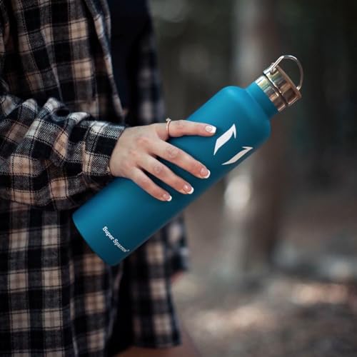 Super Sparrow Stainless Steel Water Bottle - 500ml - Vacuum Insulated - Standard Mouth Flask - BPA Free - Sky Blue - Adult - Travel, Running, Yoga, Hiking - color: Sky Blue, size: 16.9 Ounces