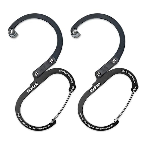 GEAR AID HEROCLIP Small Carabiner Gear Clip with 360° Swivel Hook - color: Stealth Black, size: 2 Carabiners