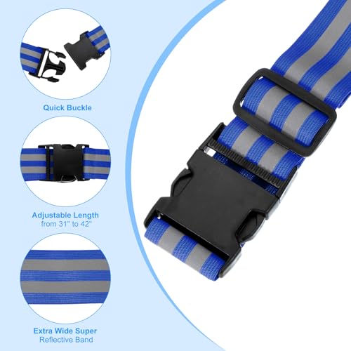 PATIKIL Adjustable Reflective Running Belt, Glow Pt Belt Sash for Cycling Walking - color: Blue, size: 1.9 Inch