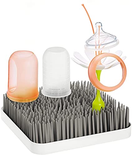 Boon Grass Plastic Drying Rack - Modern Countertop Baby Bottle Organizer - 9.75 x 9.88 x 3.0 inches - Gray - color: Gray