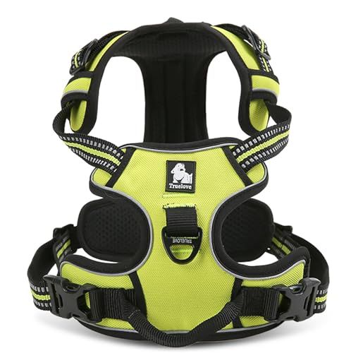 TRUE LOVE Adjustable No-Pull Dog Harness Reflective Vest, Neon Yellow, XS - color: Neon Yellow, size: XS