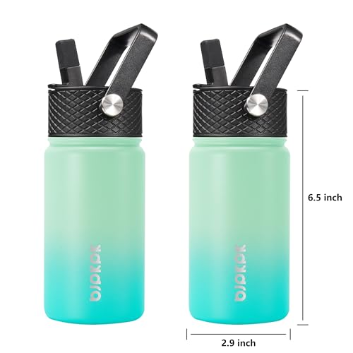 BJPKPK Insulated Water Bottle, 15oz Stainless Steel with Straw Lid - color: Mint, style: 15oz