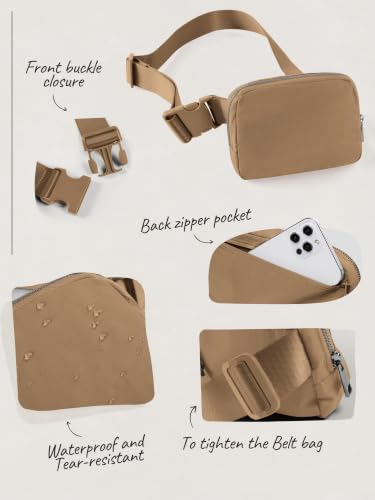 ODODOS Unisex Mini Belt Bag with Adjustable Strap Small Fanny Pack for Workout Running Traveling Hiking, Caramel - color: Caramel