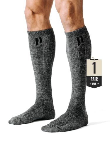 HOLLOW Alpaca Compression Socks for Women & Men, 15-20 mmHg, Made in USA - color: Grey, size: X-Large