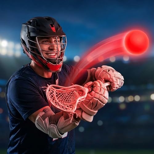 Glow in the Dark Lacrosse Ball | Night Practice & Training Equipment for All Ages | 2 Pack Official Size & Weight | Lacrosse Gift | LED Red