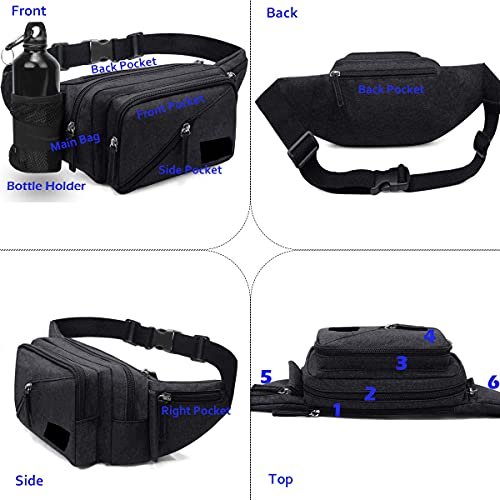Concealed Carry Pistol Waist bag Tactical Conceal Carry Pistol Bag Fanny Packs Handgun Holster Pouch with Bottle&Gun Holder Fits 1911 Glock etc - color: Black