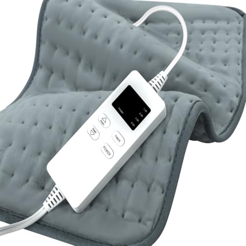 Heating Pad for Back Pain Cramps Relief Fast Heat & Moist Heat Option - color: Cloud Gray, size: 12" x 24"
