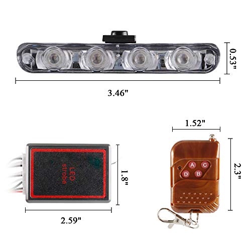4x4 LED 4 in 1 Surface Mount Grill Light DC12V Remote Emergency Flashing Beacon Lamp Ambulance Police Light Strobe Warning External Light For Truck Trailer Caravan Van (Blue) - color: Blue, size: 4 in 1