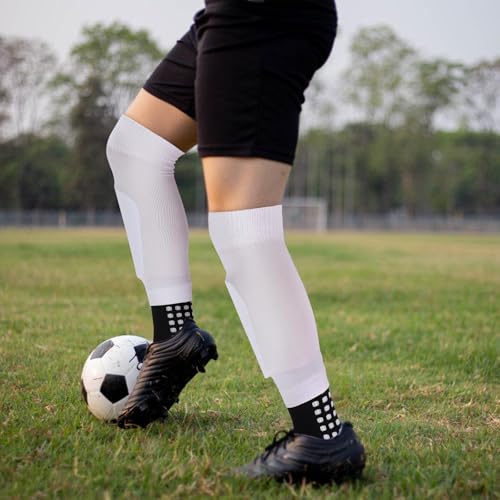 Ultrafun 3 Pairs Leg Sleeves Pre-cut Soccer Sleeves Compatible with Grip Socks Shin Guards Sleeves for Soccer Football - color: White, size: Large