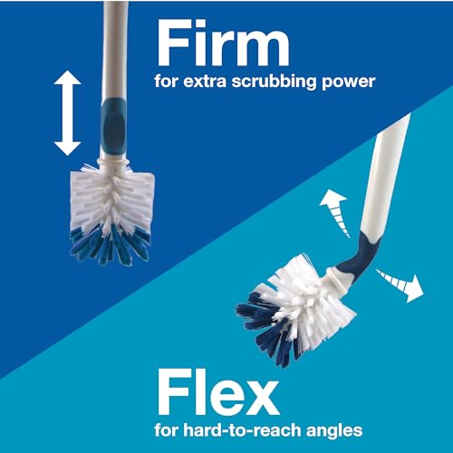 Unger 12.7” Flexible Glass and Bottle Scrub Brush, Extra-Long, Non-Scratch Cleaning Scrubber for Water Bottles, Travel and Coffee Mugs, Pitchers, Vases, Decanters, Glassware