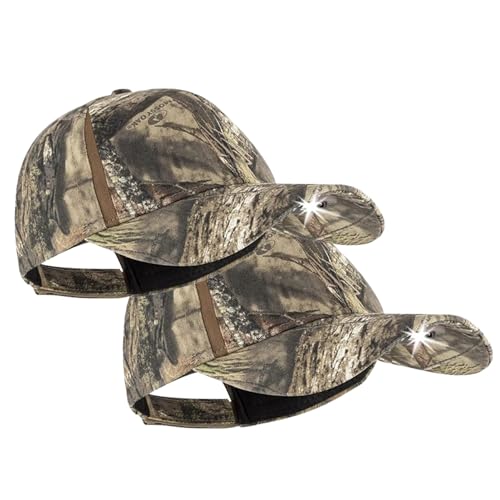 LED Hat Light - POWERCAP Baseball Cap with Light Built in - LED Cap Visor Light with Bright Headlight and IPX4 Rating - color: 2.5 Mossy Oak Dna Camo 2-pack
