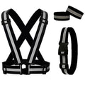 Reflective Running Gear Reflective Vest & Reflective Armband & Reflective Belt 3 Pcs Set, High Visibility Reflective Gear Night Cycling Walking Safety Vest Straps for Men Women Kids - color: Black