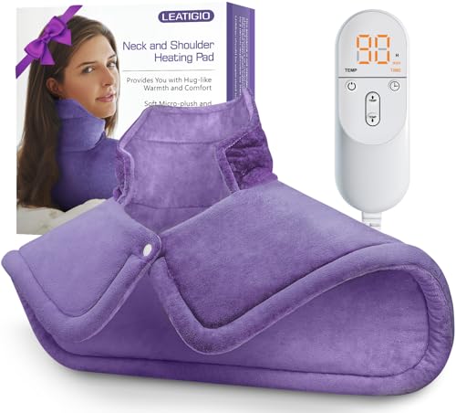 Womens Gifts, Heating Pad for Neck Shoulders Back, Upgraded PTC+NTC Even Heating, Versatile Electric Heated Neck Wrap for Full-Body Relax, Birthday Gifts for Women Mom Wife Girlfriend Grandma, Purple - color: Purple