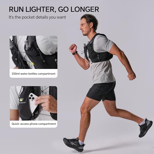 N NEVO RHINO Running Hydration Vest with 2 TPU 250ml Soft Flasks - color: Black, size: Medium
