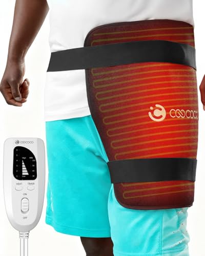 CooCoCo Hip Heating Pad, Heated Hip Brace for Hip and Sciatica Pain Relief - color: 19"*16" Black
