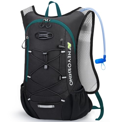 Lightweight Hydration Backpack, Running Backpack with 2L Water Bladder - color: 12L Green