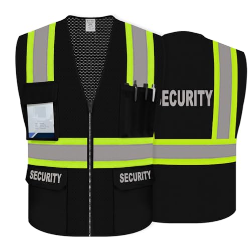 Security Vest for Men, Hi Vis Mesh Safety Vest, Black, 4XL - color: Black-security, size: 4X-Large