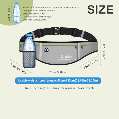 Men Women Slim Running Belt Fanny Pack,Zipper Waterproof Running Waist Pack,Ultra Light Reflective Phone Holder,Sport Workout Belt Bag for Running Walking Cycling Camping Gym (GSP1201-Gray) - color: GSP1201-Gray