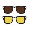 HIBLOKS 2Pcs Polarized Clip for Ray-Ban Meta Wayfarer (RW4008/RW4012 53-22) - size: Large, Yellow+Brown, Matte Black Frame
