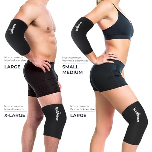 IceSleeve Elbow & Knee Ice Pack Wrap, Cold & Heat Therapy, Black XL, 1 Pack - color: Black, size: Extra Large