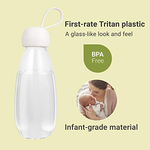 emoi BPA Free Water Bottle, 16oz/480ml Cute Water Bottle with Carrying Strap, Ideal for Kids Boys Girls Students Women Healthy Hydration-White - color: White Cap, size: 16 Ounces