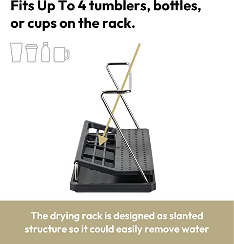 carrotez Bottle Drying Rack with Drain Tray, Black - color: Black
