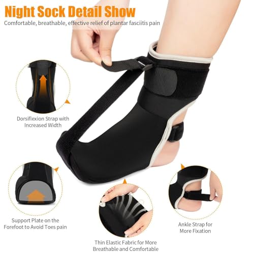 2026 Upgraded Plantar Fasciitis Night Splint & Relief Brace with Massage Ball for Plantar Fasciitis Relief,Plantar Fasciitis Brace for Women Men with Arch Support for Achilles,Thin & Breathable Drop Foot Brace for Men Women, Fits Left or Right Foot, S/L (