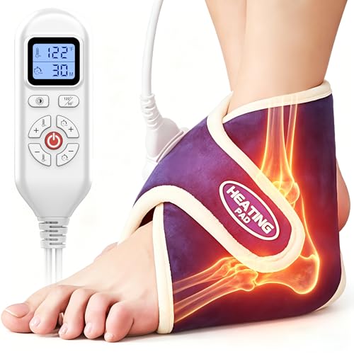 CAMECO Electric Ankle Heating Pad for Achilles Tendinitis Pain Relief, 30s Quick Heating & 86℉-158℉ Heated Ankle Brace for Women Men Home Office, Ankle Heat Wrap for Arthritis Swelling