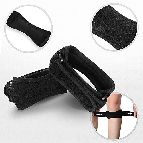Patella Tendon Knee Strap,Knee Pain Relief for Torn Meniscus ACL MCL Arthritis Tendonitis, Weightlifting Running Cycling Basketball Mountaineering HX1011 (One Size, Black)