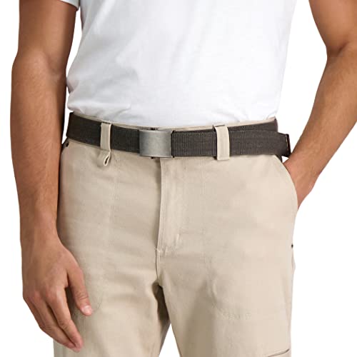 Columbia Men's Military Plaque Buckle Fabric Belt- One Size 42" Length - Everyday and Outdoor Wear - color: Charcoal Cotton Strap