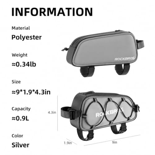 ROCKBROS Top Tube Bike Bag Water-Resistant 0.9L Narrow Slim High Reflective - color: STYLE 3