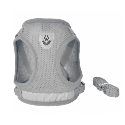 FEimaX Dog Harness and Leash Set for Walking, Soft Mesh Adjustable Easy Control Lightweight Cat Vest Harnesses with Reflective Strips, Escape Proof Small Dogs Cats Vests (Grey, X-Small) - color: Grey, size: X-Small