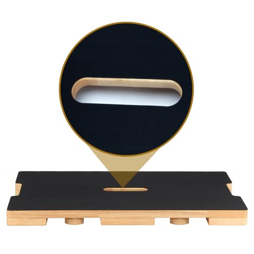 Wood Fitness Board, Resistance Band Workout Footplate, Resistance Band Foot Plate with Non-slip Design for Training, Stretching, Balance, Flexibility Exercise for Home Gym