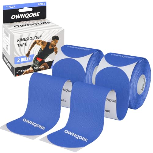 Kinesiology Tape, 2 Rolls, 40 Precut Strips, Waterproof, Blue - color: Blue
