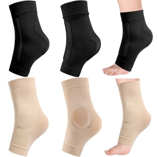 Geyoga 2 Pairs Ice Skating Socks for Women Figure Skating Protect Tendon Heel Ankle Padded Guards Sleeve Pad Ski Splints(Mixing Color) - color: Black Color