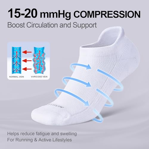 LEVSOX Ankle Compression Socks for Women and Men, Bamboo Viscose Low Cut Cushioned Athletic Running Socks - color: 3 Pairs-white, size: X-Large