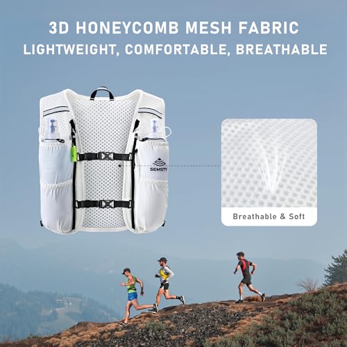 Running Vest for Women Men,5L Hydration Vest with 2*500ml Soft Flask - color: White