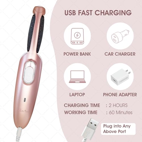 Powerful Electric Callus Remover Wand – Rechargeable Foot File, Grinder Removes Dead, Hard Skin & Calluses for Men & Women – Best Pedicure Tool for Soft, Smooth Feet