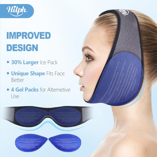 Hilph Wisdom Teeth Ice Pack Head Wrap, Face Ice Pack for Jaw Oral Surgery - color: Grey