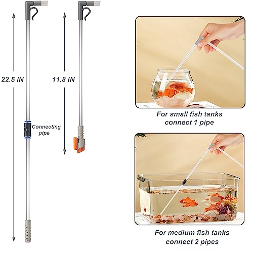 AREPK Compact Aquarium Siphon Vacuum and Water Changer Kit with Cleaning Brush. Perfect for Simultaneous Water Changing and Cleaning in Small Fish Tanks. Gravel and Sand Cleaning.