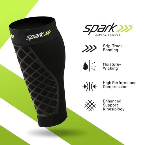 Brownmed Spark Kinetic Calf Sleeve, Embedded Kinesiology Tape, Medium - size: Medium
