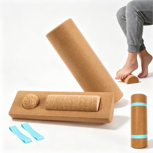 Foot & Ankle Strengthener with Massage Roller 4-in-1 Cork Balance Board