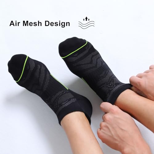 FITRELL Men's 6 Pack Ankle Running Socks Low Cut Cushioned Athletic Sports Socks 7-9/9-12/12-15 - color: Black+gray-green-red, size: 7-9