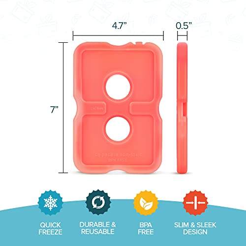 Healthy Packers Ice Packs for Lunch Boxes, Slim Cooler Ice Packs - color: Red (4 Pack)